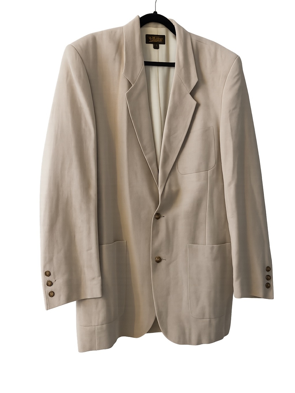 Men’s vintage Eddie Bauer Tan Linen Blend Sport Coat Blazer | 2 button size 45